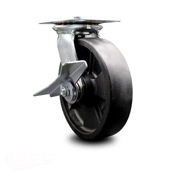 8 Inch Heavy Duty Glass Filled Nylon Caster with Ball Bearing and Brake SCC